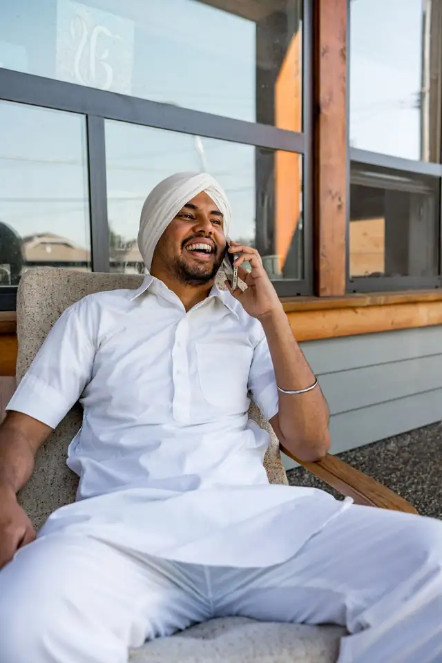 A customer talking on a mobile phone